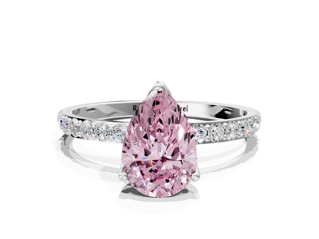 White gold Fancy Pink Pear  Solitaire Pavé Diamond Engagement Ring with Four-Prong Setting_39