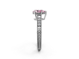 White gold Fancy Pink Pear  Solitaire Pavé Diamond Milgrain Engagement Ring with Four-Prong Setting_5