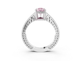 White gold Fancy Pink Pear  Solitaire Pavé Diamond Milgrain Engagement Ring with Four-Prong Setting_6