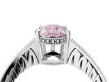 White gold Fancy Pink Pear  Solitaire Pavé Diamond Milgrain Engagement Ring with Four-Prong Setting_7