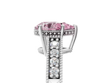 White gold Fancy Pink Pear  Solitaire Pavé Diamond Milgrain Engagement Ring with Four-Prong Setting_8