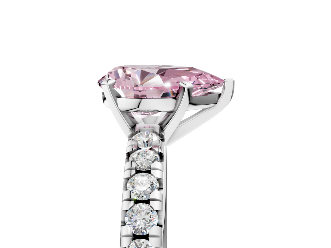 White gold Fancy Pink Pear  Solitaire Pave Diamond Engagement Ring with Four-Prong Setting_267