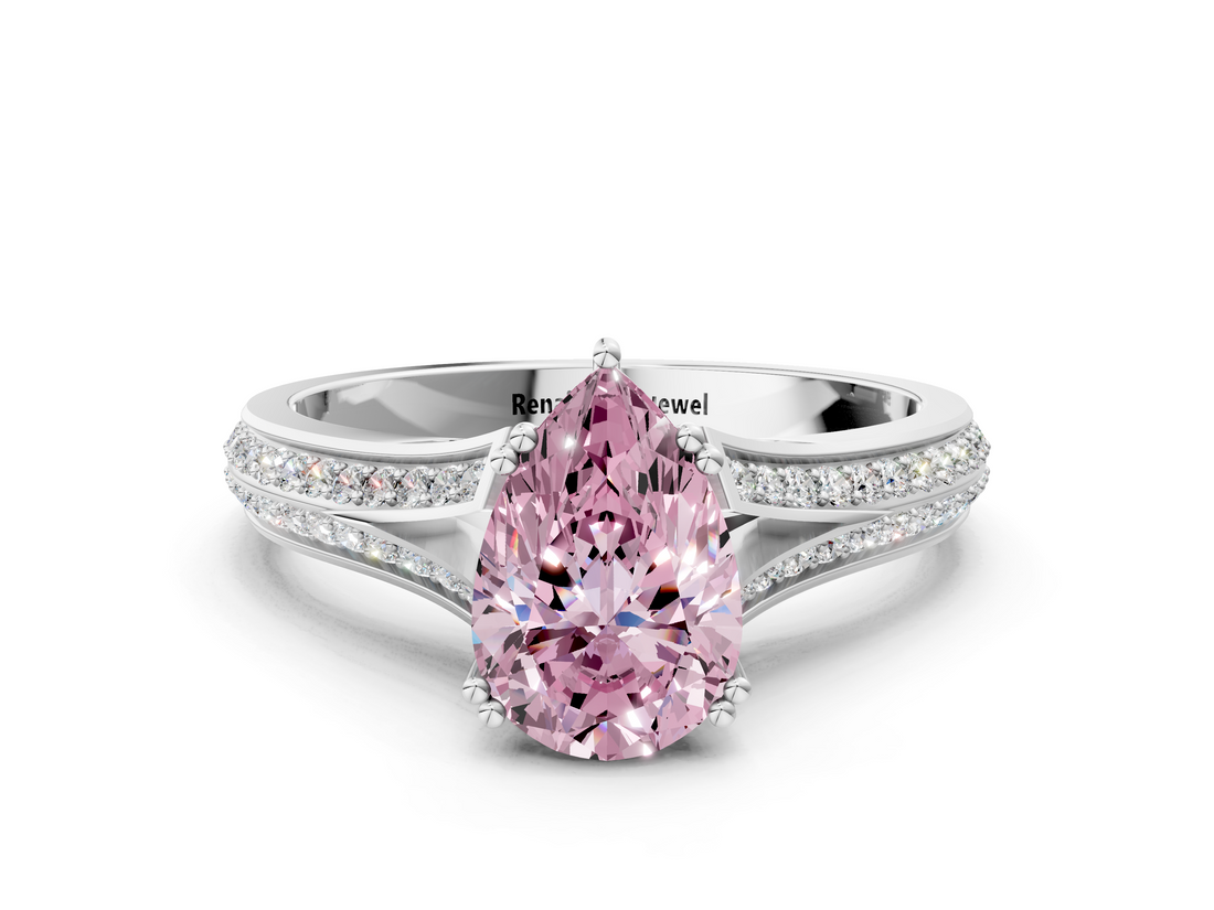 White gold Fancy Pink Pear  Solitaire Pave Split Shank Engagement Ring with Six-Prong Setting_37