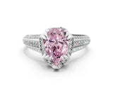 White gold Fancy Pink Pear  Solitaire Pave Split Shank Ring with Four-Prong Setting_214