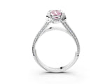 White gold Fancy Pink Pear  Solitaire Pave Split Shank Ring with Four-Prong Setting_217