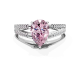 White gold Fancy Pink Pear  Solitaire Split Shank Pavé Diamond Engagement Ring_384