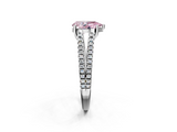 White gold Fancy Pink Pear  Solitaire Split Shank Pavé Diamond Engagement Ring_386
