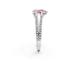 White gold Fancy Pink Pear  Solitaire Split Shank Pavé Diamond Engagement Ring_386