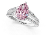 White gold Fancy Pink Pear  Solitaire Split Shank Pavé Diamond Engagement Ring_388