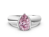 White gold Fancy Pink Pear  Solitaire Tension Set Diamond Ring with Wide Band_36