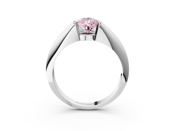 White gold Fancy Pink Pear  Solitaire Tension Set Diamond Ring