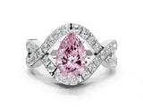 White gold Fancy Pink Pear  Solitaire Twist Band Pavé Diamond Engagement Ring_33