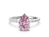 White gold Fancy Pink Pear  Solitaire Twist Band Ring with Four-Prong Setting_13