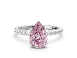 White gold Fancy Pink Pear  Solitaire Twist Band Ring with Four-Prong Setting_164
