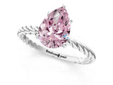 White gold Fancy Pink Pear  Solitaire Twist Band Ring with Four-Prong Setting_165