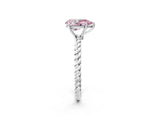 White gold Fancy Pink Pear  Solitaire Twist Band Ring with Four-Prong Setting_166