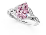 White gold Fancy Pink Pear  Solitaire Twist Band Six-Prong Setting 2