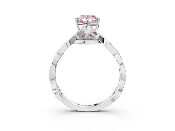 White Gold Pear-Shaped Accented Twist Engagement Ring Setting for Fancy Pink Center
