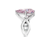 White gold Fancy Pink Pear  Solitaire Twist Band with Leaf Prong Setting 5