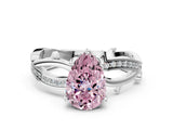 White gold Fancy Pink Pear  Solitaire Twist Band with Pavé Accents and Four-Prong Setting_19