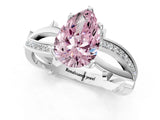 White gold Fancy Pink Pear  Solitaire Twist Band with Pavé Accents and Four-Prong Setting_21