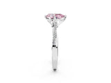 White gold Fancy Pink Pear  Solitaire Twist Band with Pavé Diamonds and Four-Prong Setting_63