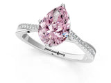 White gold Fancy Pink Pear  Solitaire Twist Band with Pavé Diamonds and Four-Prong Setting_66
