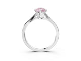 White gold Fancy Pink Pear  Solitaire Twist Band with Pavé Diamonds and Four-Prong Setting_68