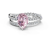 White gold Fancy Pink Pear  Solitaire Twist Band with Pavé Setting and Four-Prong Setting_93