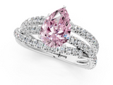White gold Fancy Pink Pear  Solitaire Twist Band with Pavé Setting and Four-Prong Setting_95