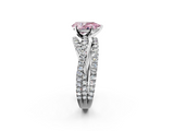 White gold Fancy Pink Pear  Solitaire Twist Band with Pavé Setting and Four-Prong Setting_95