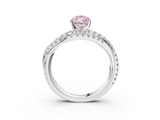 White gold Fancy Pink Pear  Solitaire Twist Band with Pavé Setting and Four-Prong Setting_97