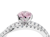 White gold Fancy Pink Pear  Solitaire Twist Band with Pavé Setting and Four-Prong Setting_97