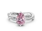 White gold Fancy Pink Pear  Solitaire Twist Band with Pave Prong Setting_59