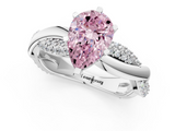 White gold Fancy Pink Pear  Solitaire Twist Band with Pave Prong Setting_60