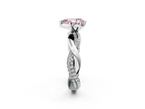 White gold Fancy Pink Pear  Solitaire Twist Band with Pave Prong Setting_61