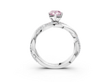 White gold Fancy Pink Pear  Solitaire Twist Band with Pave Prong Setting_62