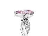 White gold Fancy Pink Pear  Solitaire Twist Band with Pave Prong Setting_64