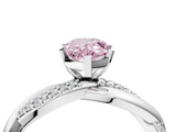 White gold Fancy Pink Pear  Solitaire Twist Band with Pave Prong Setting_64