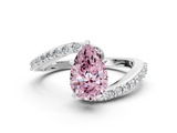 White gold Fancy Pink Pear  Solitaire Twist Band with Pave Set Diamonds and Four-Prong Setting_109