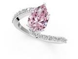 White gold Fancy Pink Pear  Solitaire Twist Band with Pave Set Diamonds and Four-Prong Setting_109