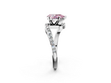 White gold Fancy Pink Pear  Solitaire Twist Band with Pave Set Diamonds and Four-Prong Setting_109