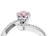 White gold Fancy Pink Pear  Solitaire Twist Band with Pave Set Diamonds and Four-Prong Setting_111