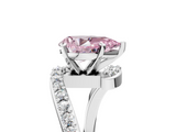 White gold Fancy Pink Pear  Solitaire Twist Band with Pave Set Diamonds and Four-Prong Setting_114