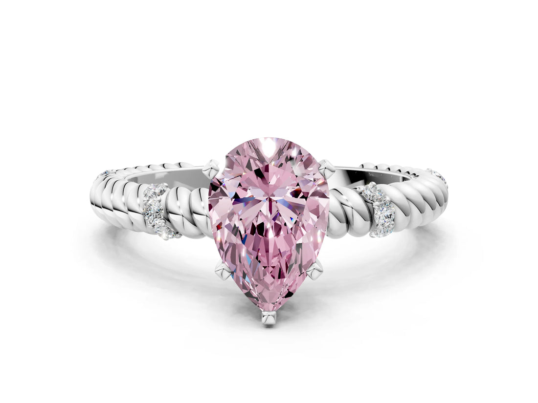 White gold Fancy Pink Pear  Solitaire Twisted Band Prong Set Engagement Ring_68