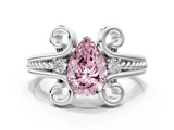 White gold Fancy Pink Pear  Solitaire Twisted Band Scroll Prong Ring_3