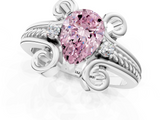 White gold Fancy Pink Pear  Solitaire Twisted Band Scroll Prong Ring_4