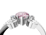 White gold Fancy Pink Pear  Solitaire Twisted Band Scroll Prong Ring_7