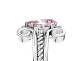 White gold Fancy Pink Pear  Solitaire Twisted Band Scroll Prong Ring_8