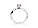 White gold Fancy Pink Pear  Solitaire Twisted Band with Bead Prong Setting_431